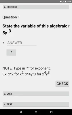 Basic Algebraic Expression android App screenshot 1